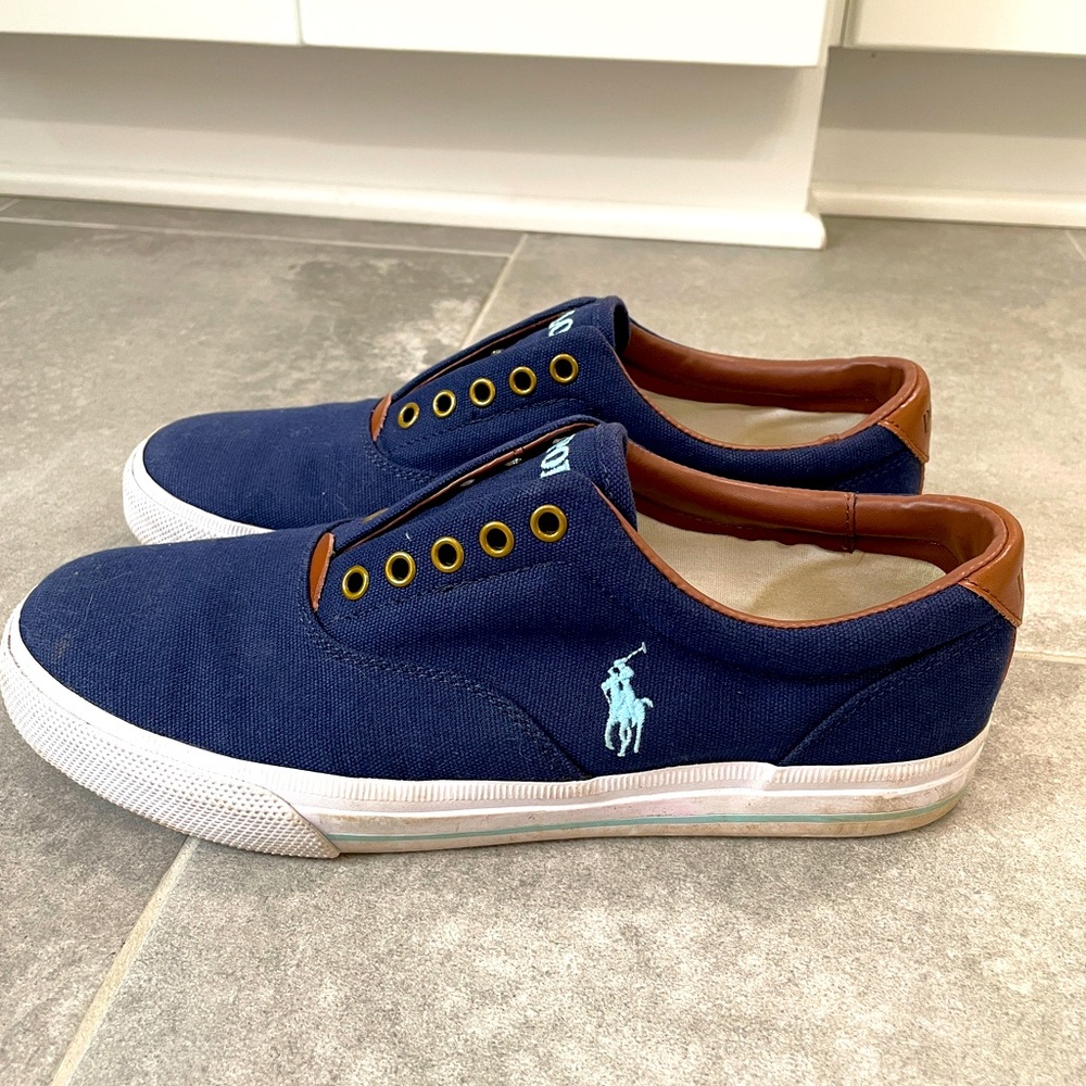 Polo Ralph Lauren Mens Vito Navy blue Fashion Sneaker Size 10